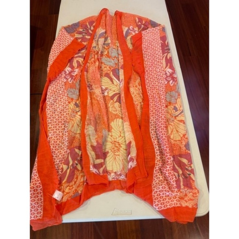 2CHIC Women Orange Pink Floral Geometric Kimono Wrap Cover Up One Size